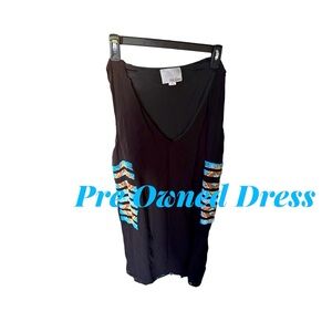 Chloe Oliver Black Beaded Blue Dress (M)